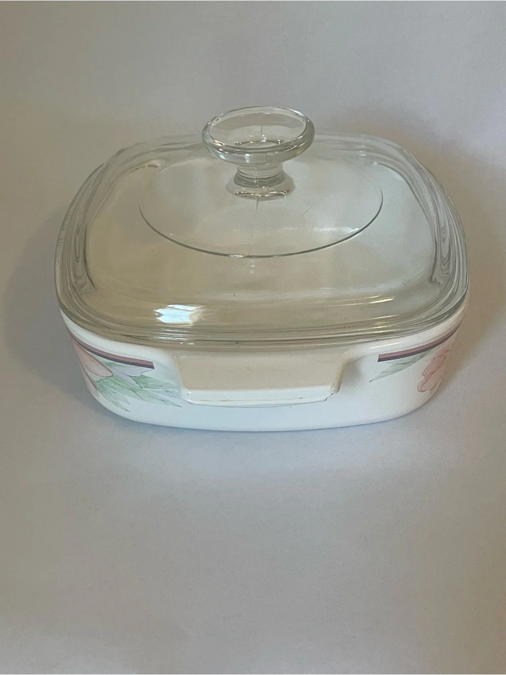 Vintage Corning Ware Peony Floral 1 Liter Casserole Dish with Lid 1-B Lidded